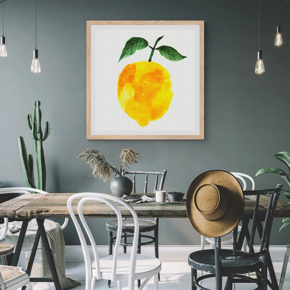 Plakat i ramme af lyst egetræ - Hvordan man kender smagen af solen - 60x60 cm