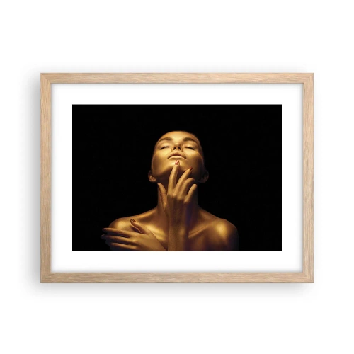 Plakat i ramme af lyst egetræ - Som gylden silke - 40x30 cm