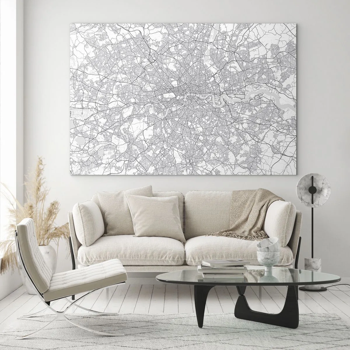 Billede på glas - Kort over Londons labyrint - 120x80 cm