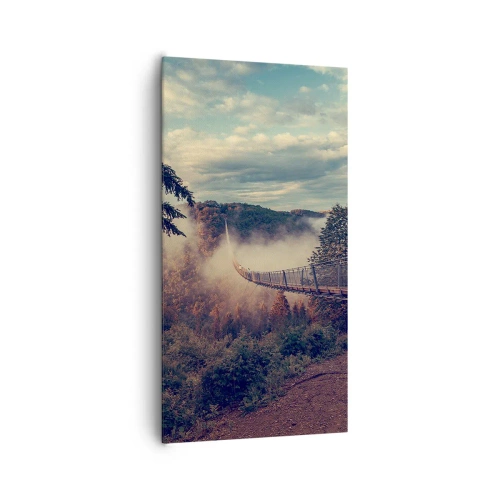 Lærredstryk - Billede på lærred - Over efterårsskoven - 65x120 cm