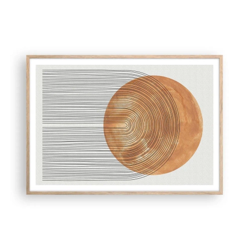 Plakat i ramme af lyst egetræ - En solrig komposition - 100x70 cm