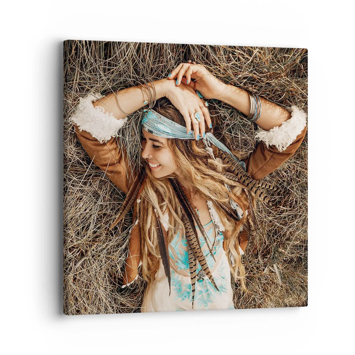 Lærredstryk - Billede på lærred - På vej til kærlighedens sommer - 40x40 cm