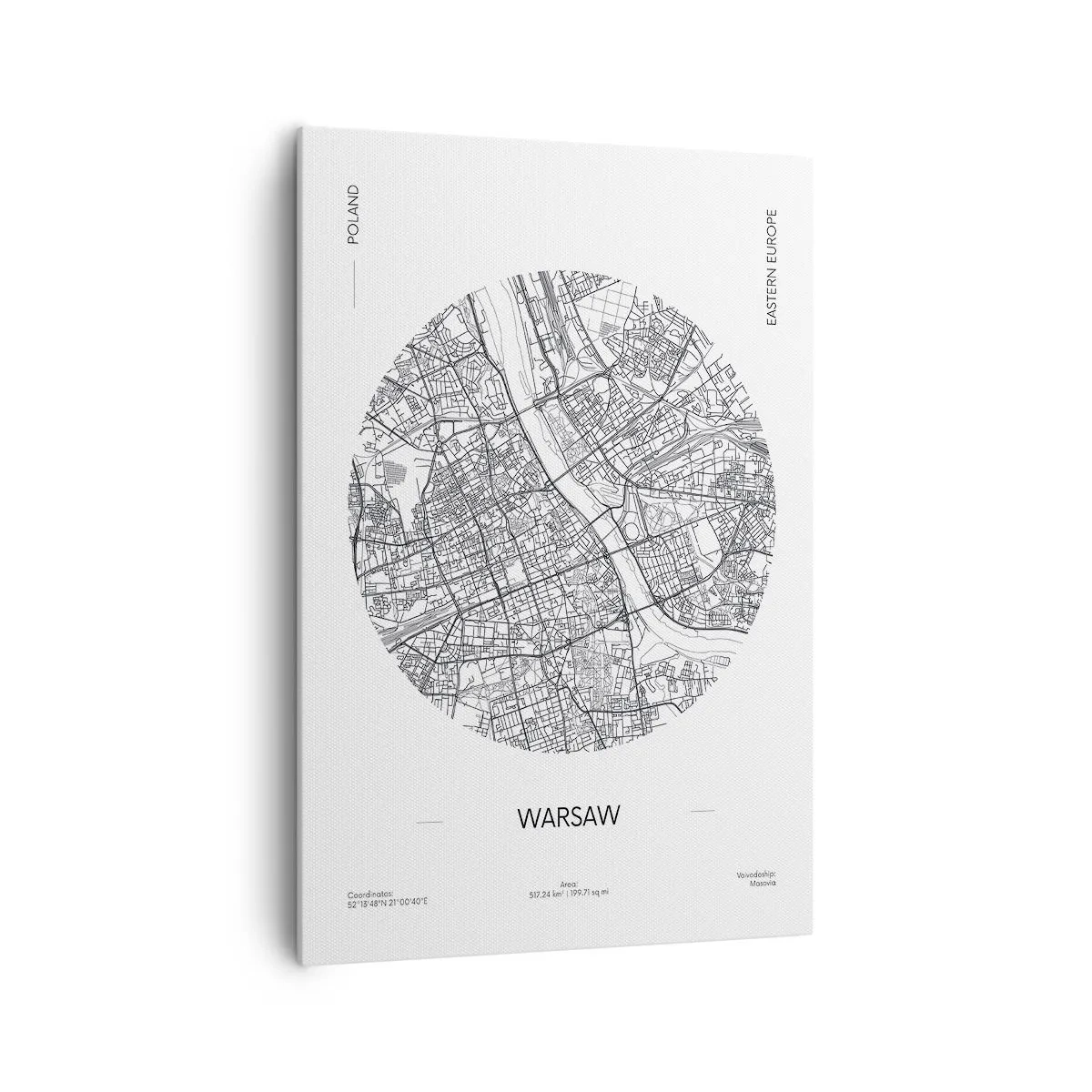 Lærredstryk - Billede på lærred - Warszawas anatomi - 70x100 cm