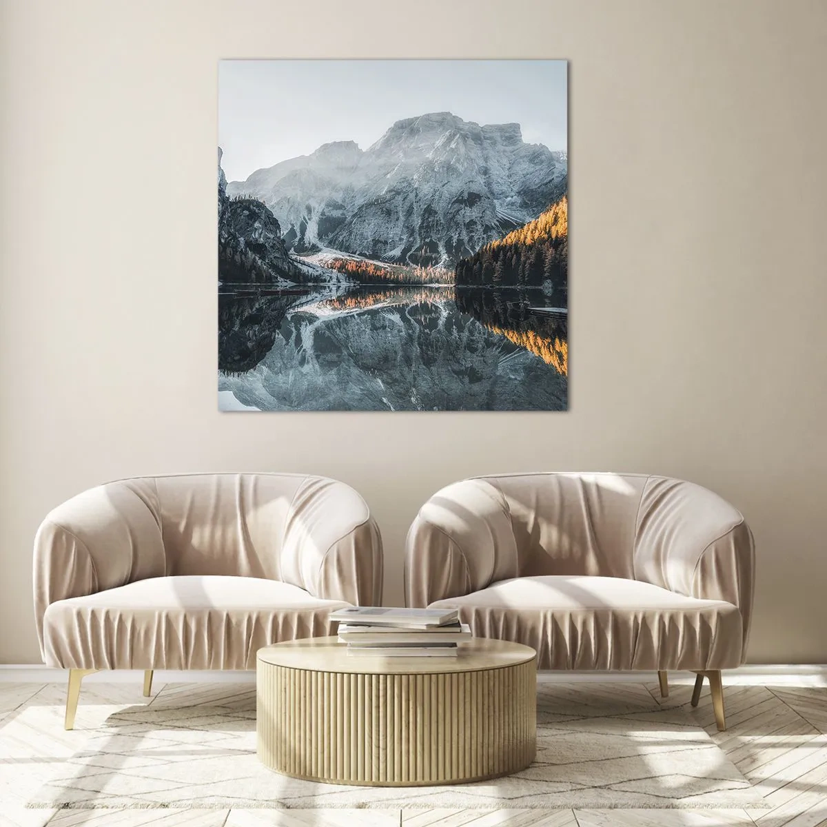 Billede på glas - Spejllandskab - 60x60 cm