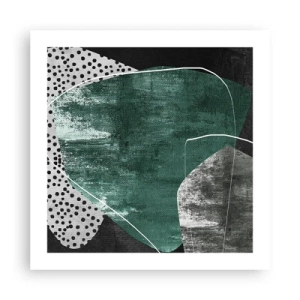 Plakat - Farverig abstraktion med en guldflager - 50x50 cm