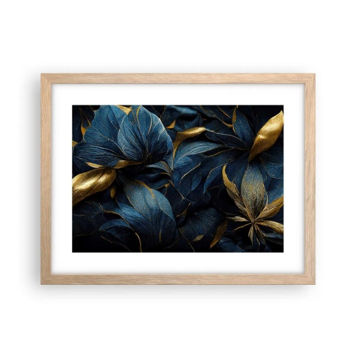 Plakat i ramme af lyst egetræ - Foret med guld - 40x30 cm