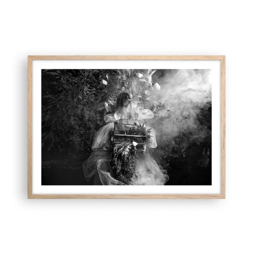 Plakat i ramme af lyst egetræ - Selve Moder - Naturen - 70x50 cm