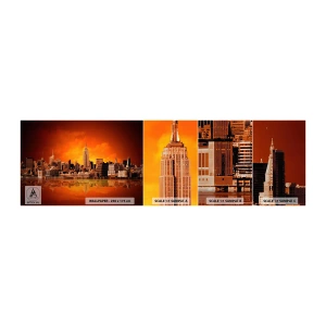Fototapet Prøve Standard Eco - Storbypanorama i gult og brunt - New York, Arkitektur, By - 100x30 cm