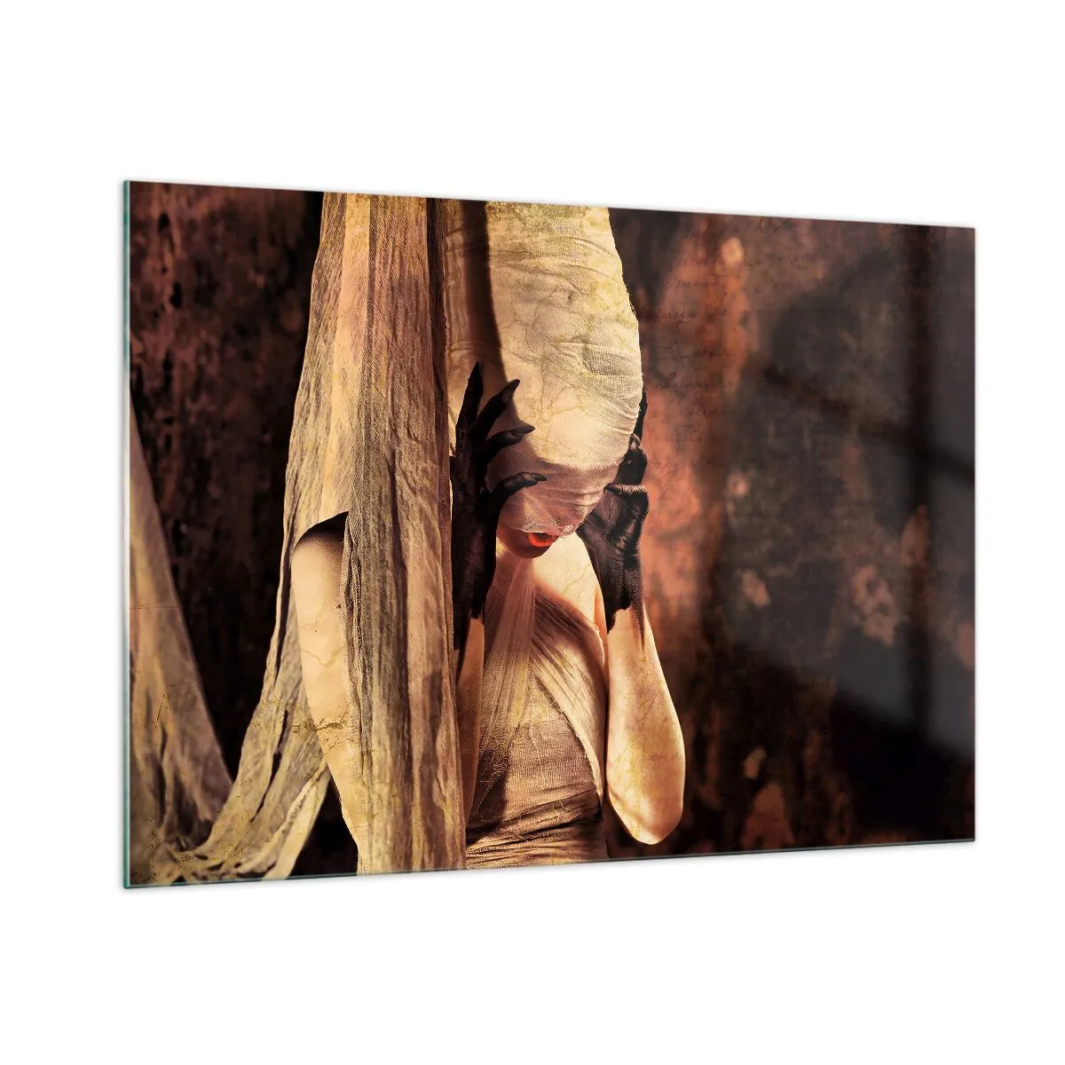 Billede på glas - Mellem godt og ondt - 100x70 cm