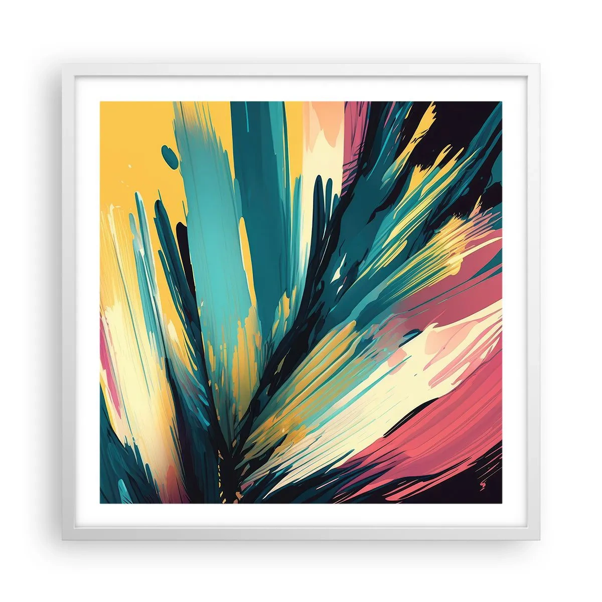Plakat i hvid ramme - Komposition - en eksplosion af glæde - 60x60 cm