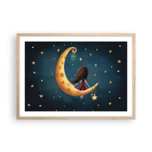 Plakat i ramme af lyst egetræ - Der var engang... - 70x50 cm