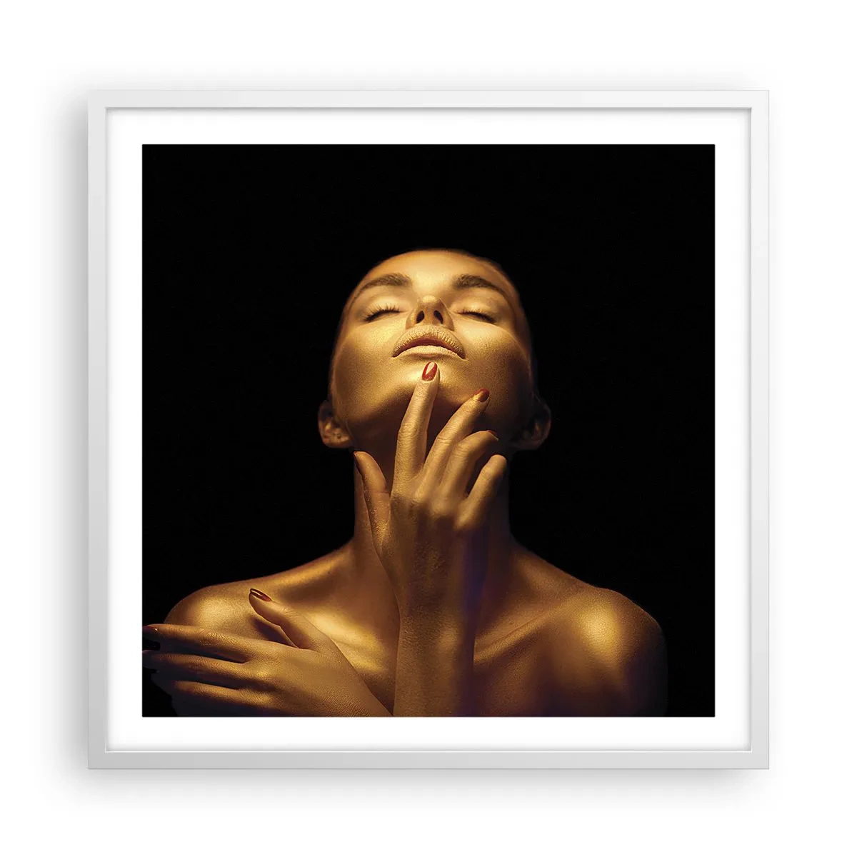 Plakat i hvid ramme - Som gylden silke - 60x60 cm