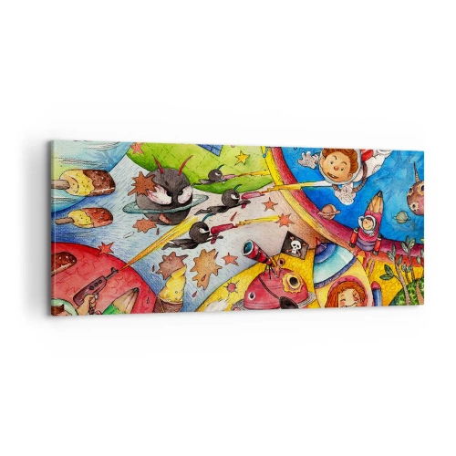 Lærredstryk - Billede på lærred - Et storslået rumeventyr - 100x40 cm