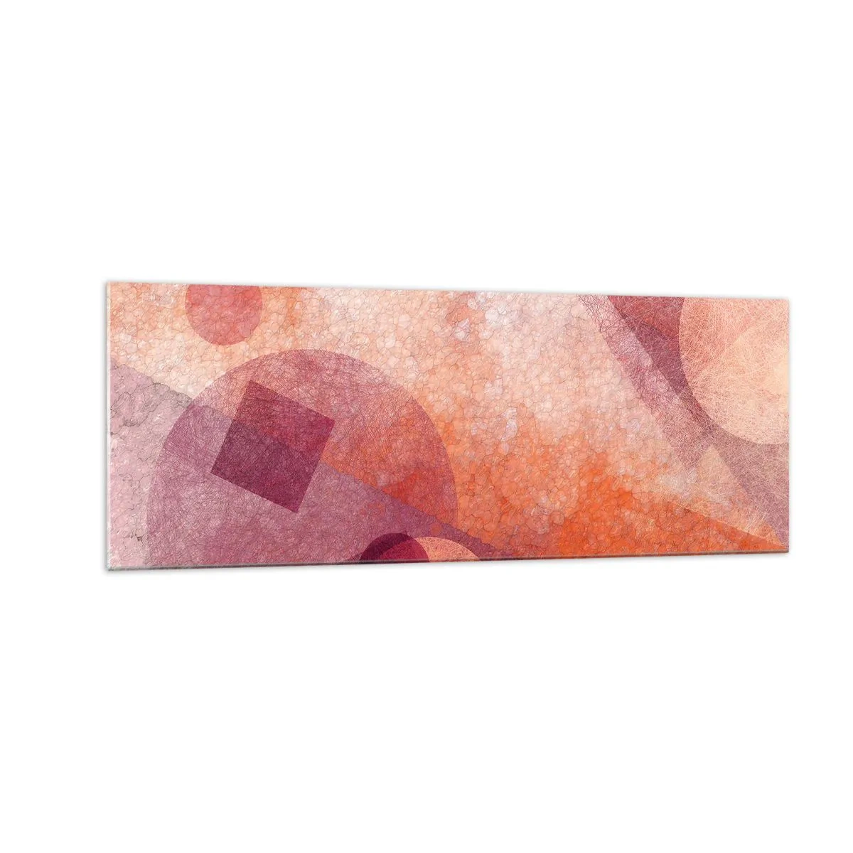 Billede på glas - Geometriske transformationer i pink - 140x50 cm