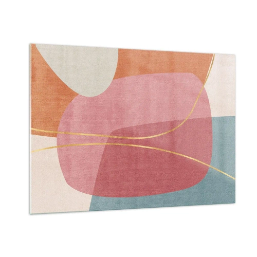 Billede på glas - Pastelkomposition med guldtråd - 100x70 cm