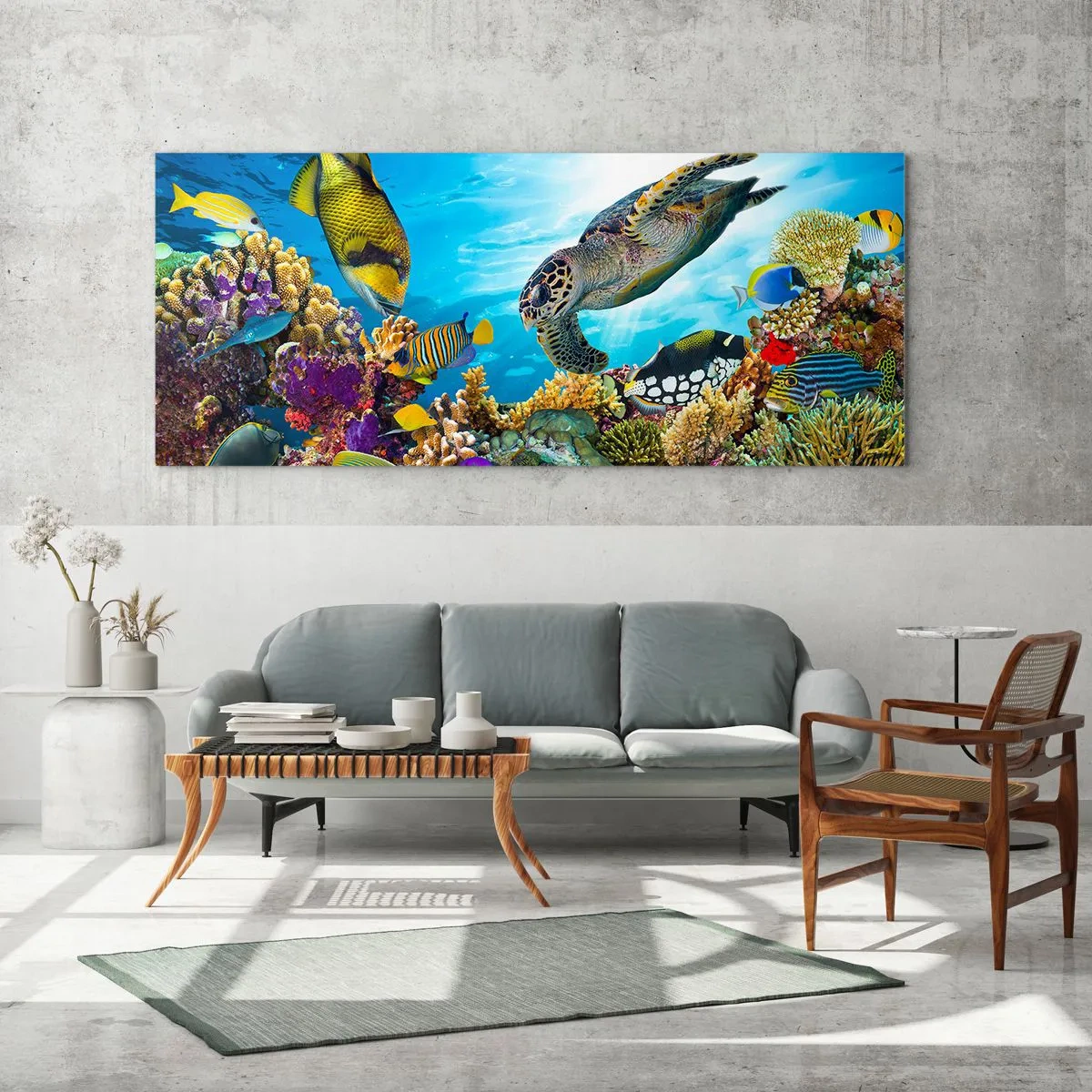 Billede på glas - Koralpromenade - 90x30 cm
