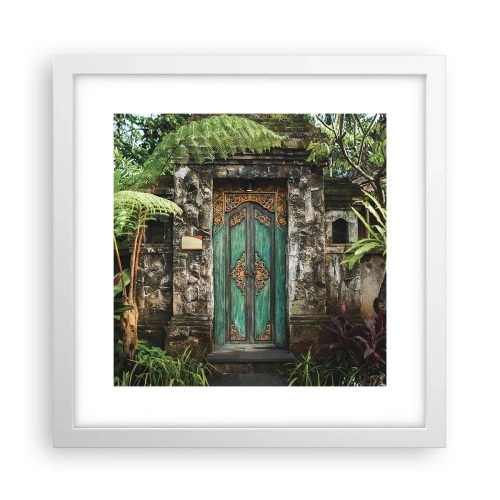 Plakat i hvid ramme - En dør til en eksotisk verden - 30x30 cm