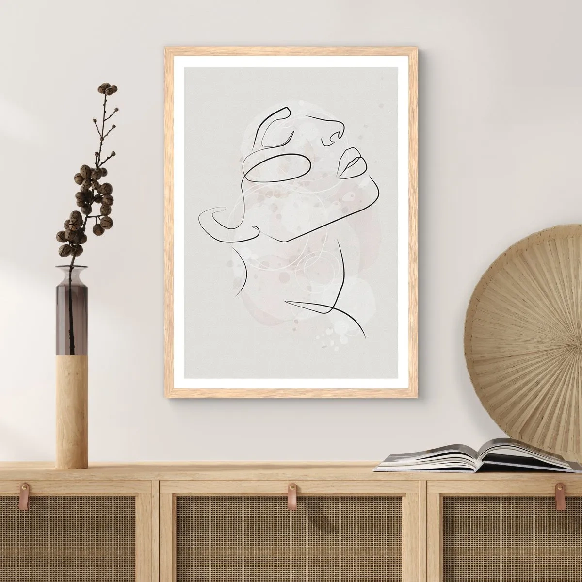 Plakat i ramme af lyst egetræ - Skitse af drømmen - 40x50 cm