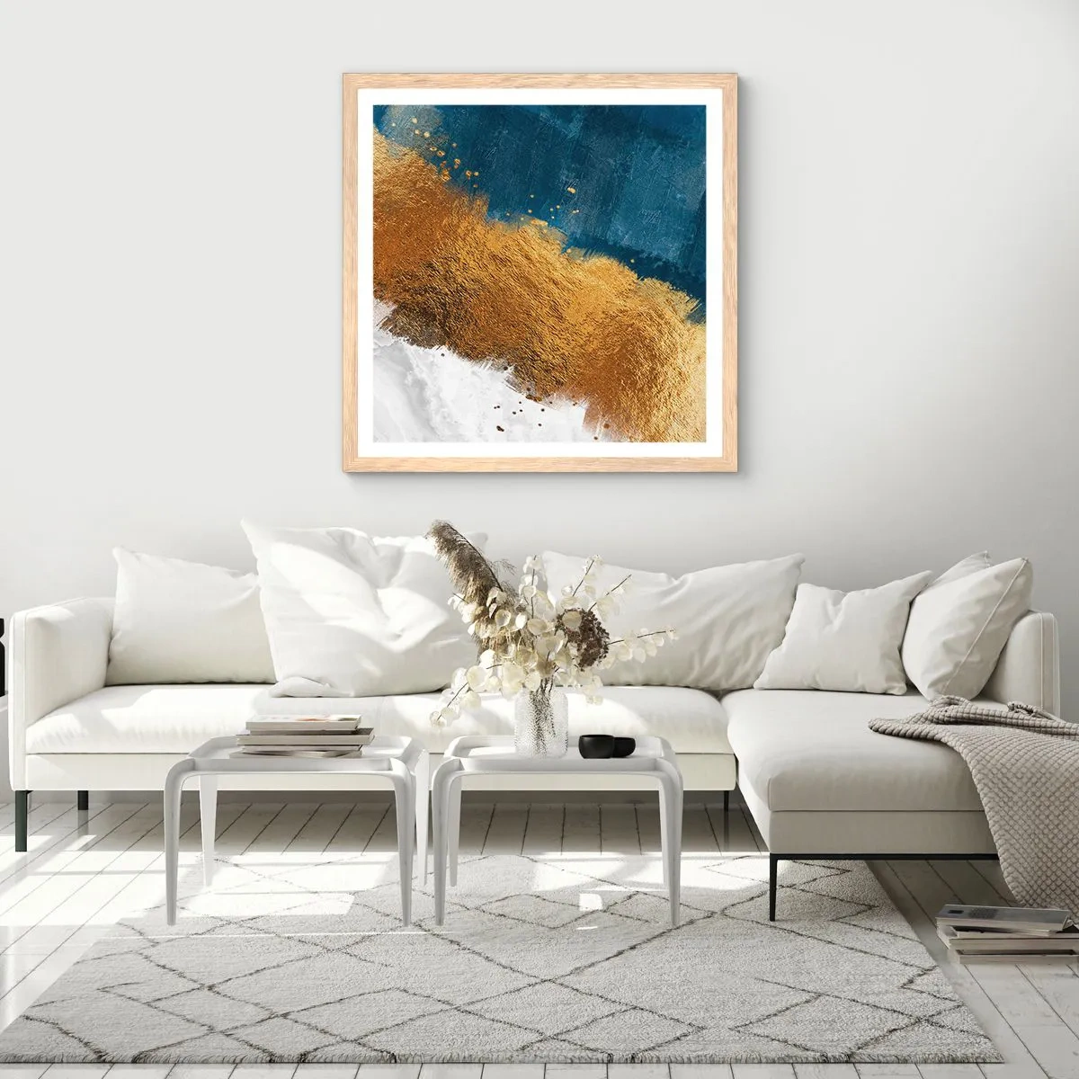 Plakat i ramme af lyst egetræ - Sommerens farver - 40x40 cm