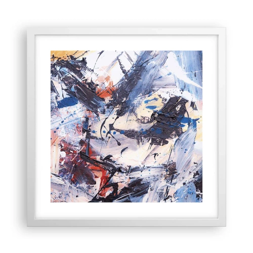 Plakat i hvid ramme - Abstraktionens vanvittige dans - 40x40 cm