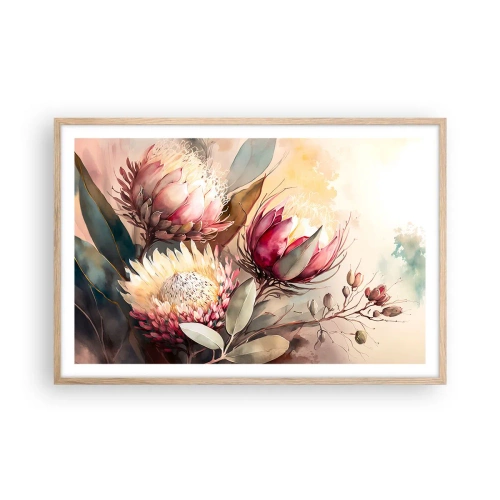 Plakat i ramme af lyst egetræ - I profil og en face - 91x61 cm