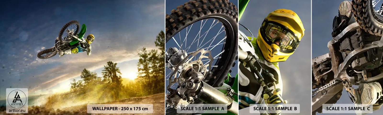 Prøve Fototapet Selvklæbende Deluxe Sticker - Tænd for dine følelser! - Sport, Motorcykel, Motocross - 100x30 cm