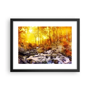 Plakat i sort ramme - Sten indfattet i guld og platin - 40x30 cm