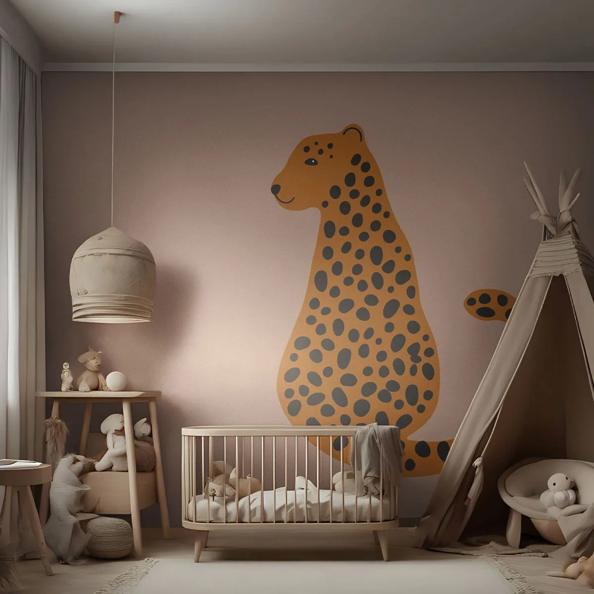 Fototapet Selvklæbende Deluxe Sticker - Leopardprint er et moderigtigt mønster - For børn, Panter, Dyr - 250x175 cm