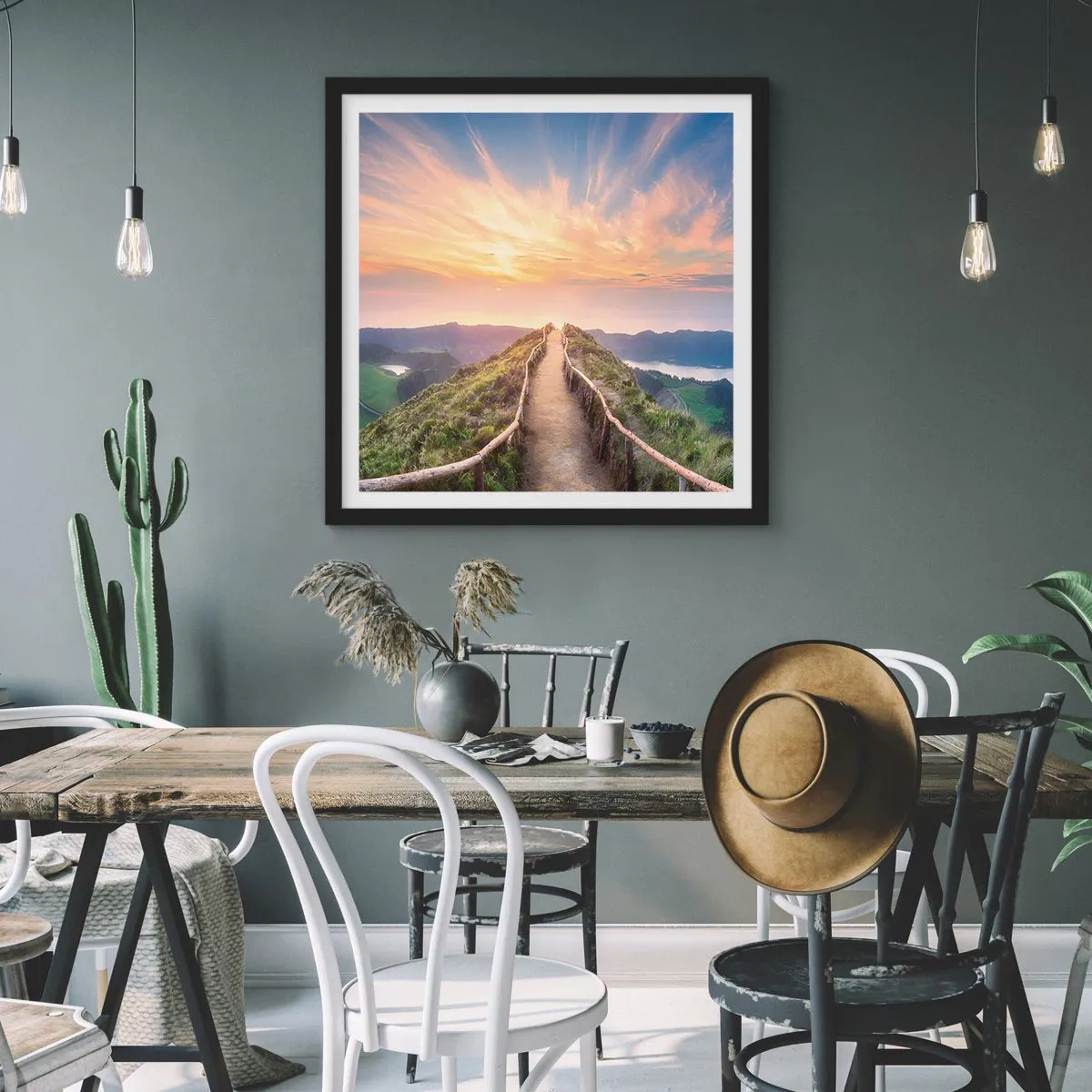 Plakat i sort ramme - Tæt på himlen - 60x60 cm