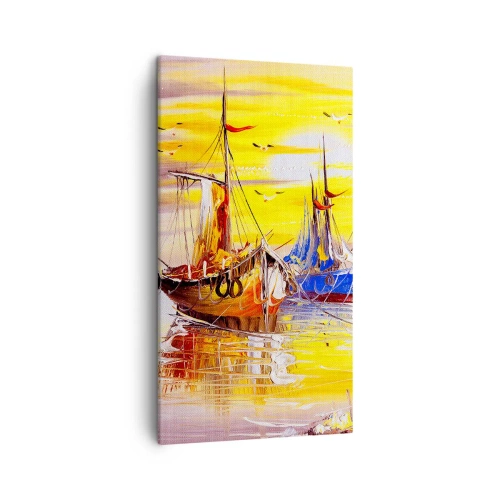 Lærredstryk - Billede på lærred - Et velfortjent hvil i havnen - 45x80 cm