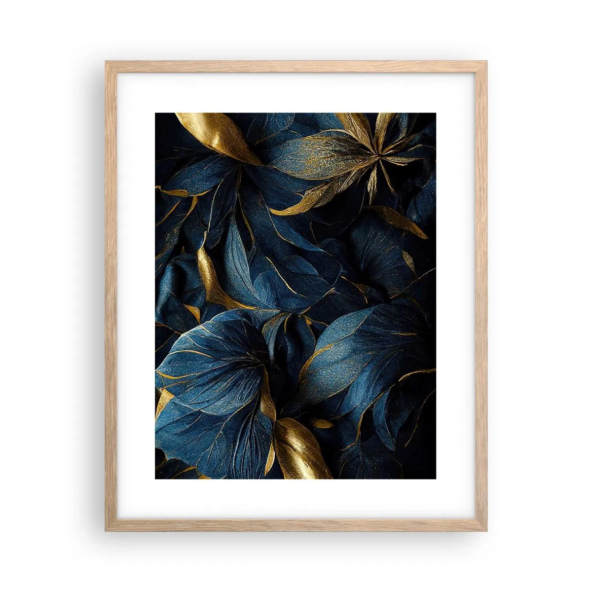 Plakat i ramme af lyst egetræ - Foret med guld - 40x50 cm