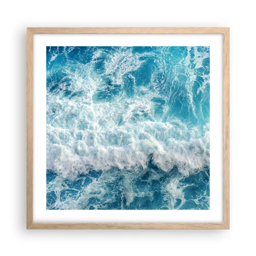 Plakat i ramme af lyst egetræ - Glædeligt og i spring - 50x50 cm