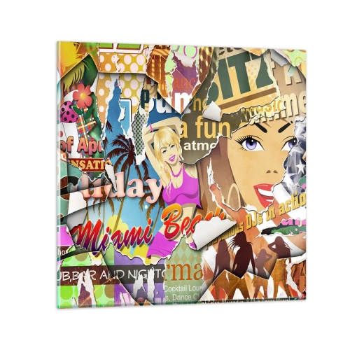 Billede på glas - Tilbageblikke på ferien - 50x50 cm