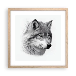 Plakat i ramme af lyst egetræ - Alpha - uden tvivl - 40x40 cm