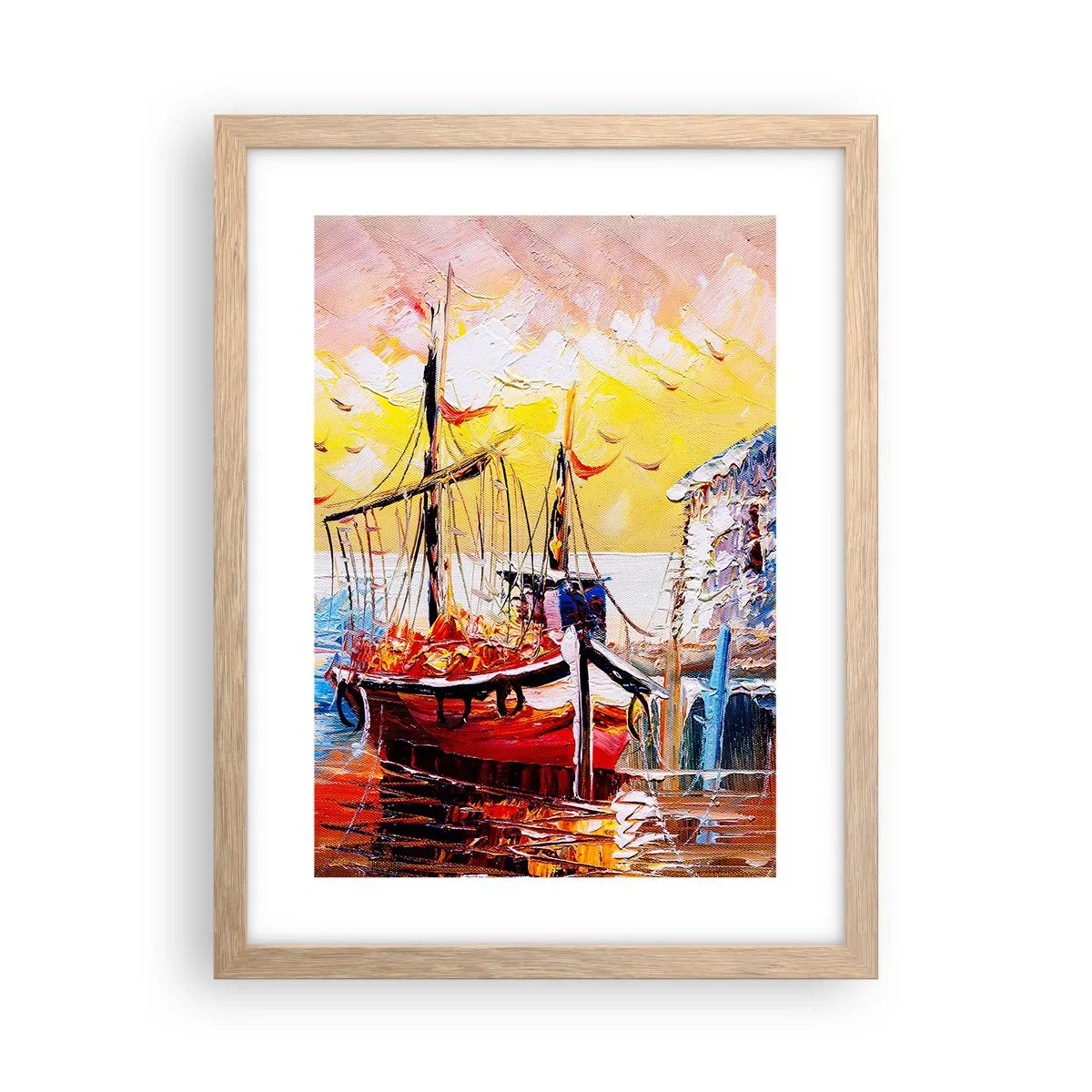 Plakat i ramme af lyst egetræ - Glædelig tilbagevenden - 30x40 cm