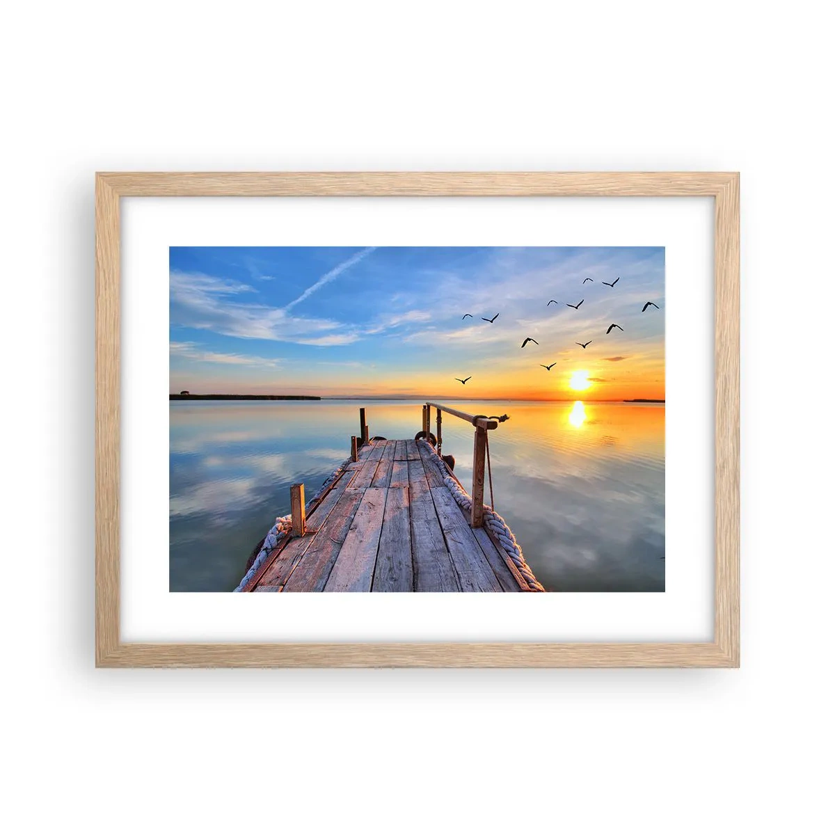 Plakat i ramme af lyst egetræ - Går fremad mod solen - 40x30 cm