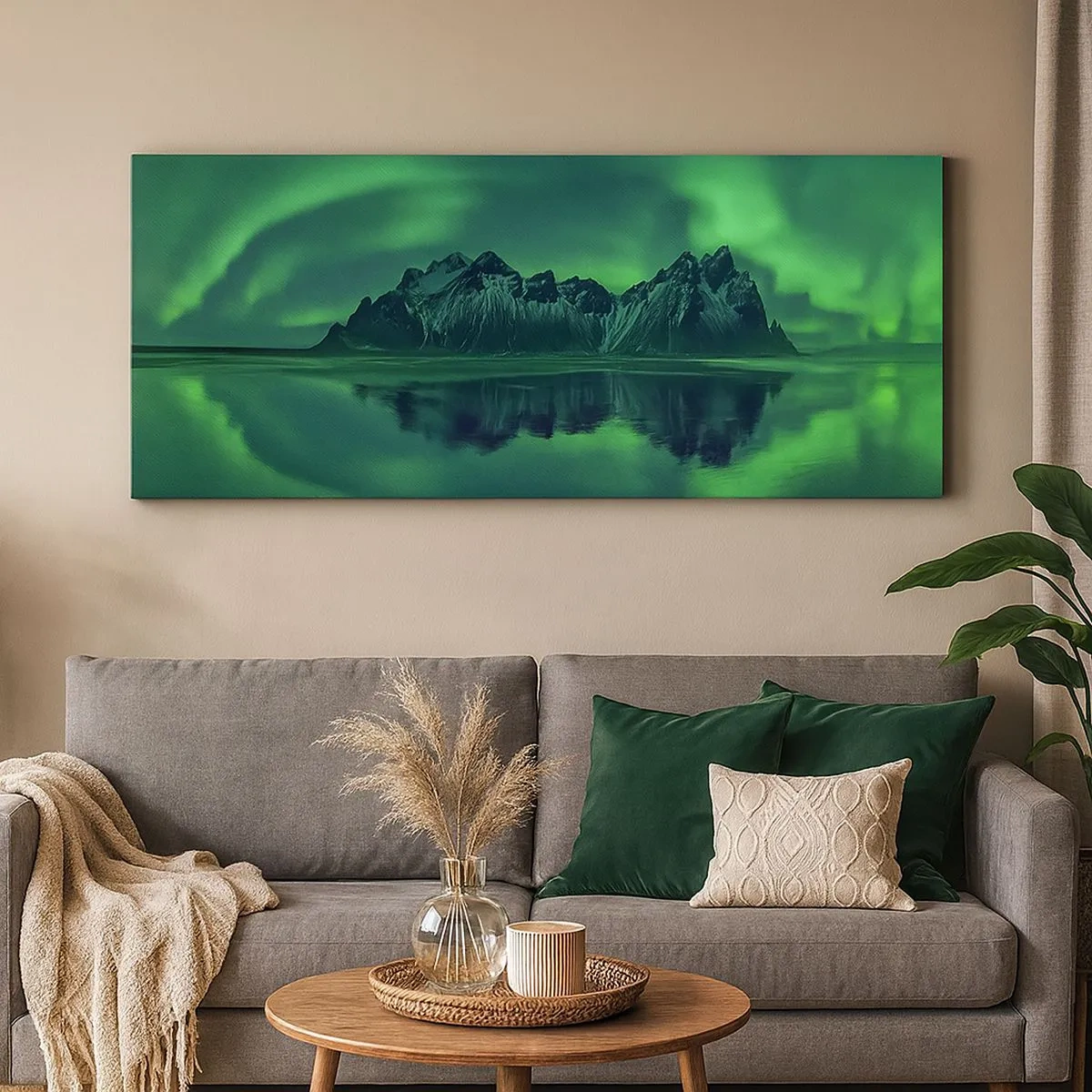 Lærredstryk - Billede på lærred - I auroraens arme - 100x40 cm
