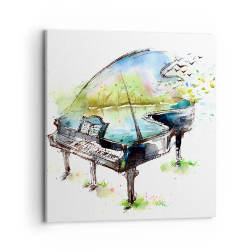 Lærredstryk - Billede på lærred - Fortryllet af musik - 70x70 cm