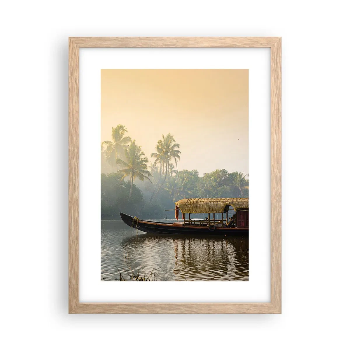 Plakat i ramme af lyst egetræ - Hus ved floden - 30x40 cm