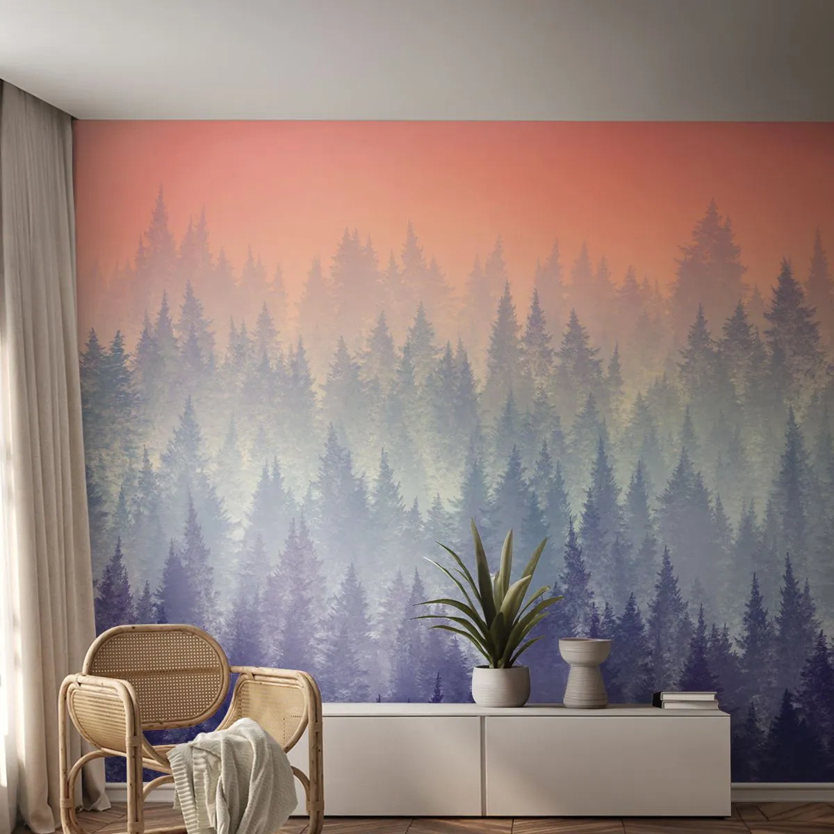 Fototapet Premium Canvas - Højt, højere, til himlen - Abstraktion, Skov, Stykke - 400x280 cm
