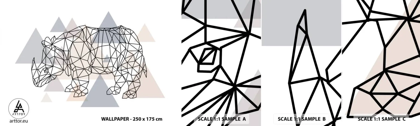 Prøve Fototapet Selvklæbende Deluxe Sticker - Kraftstruktur - Abstraktion, Grafik, Næsehorn - 100x30 cm