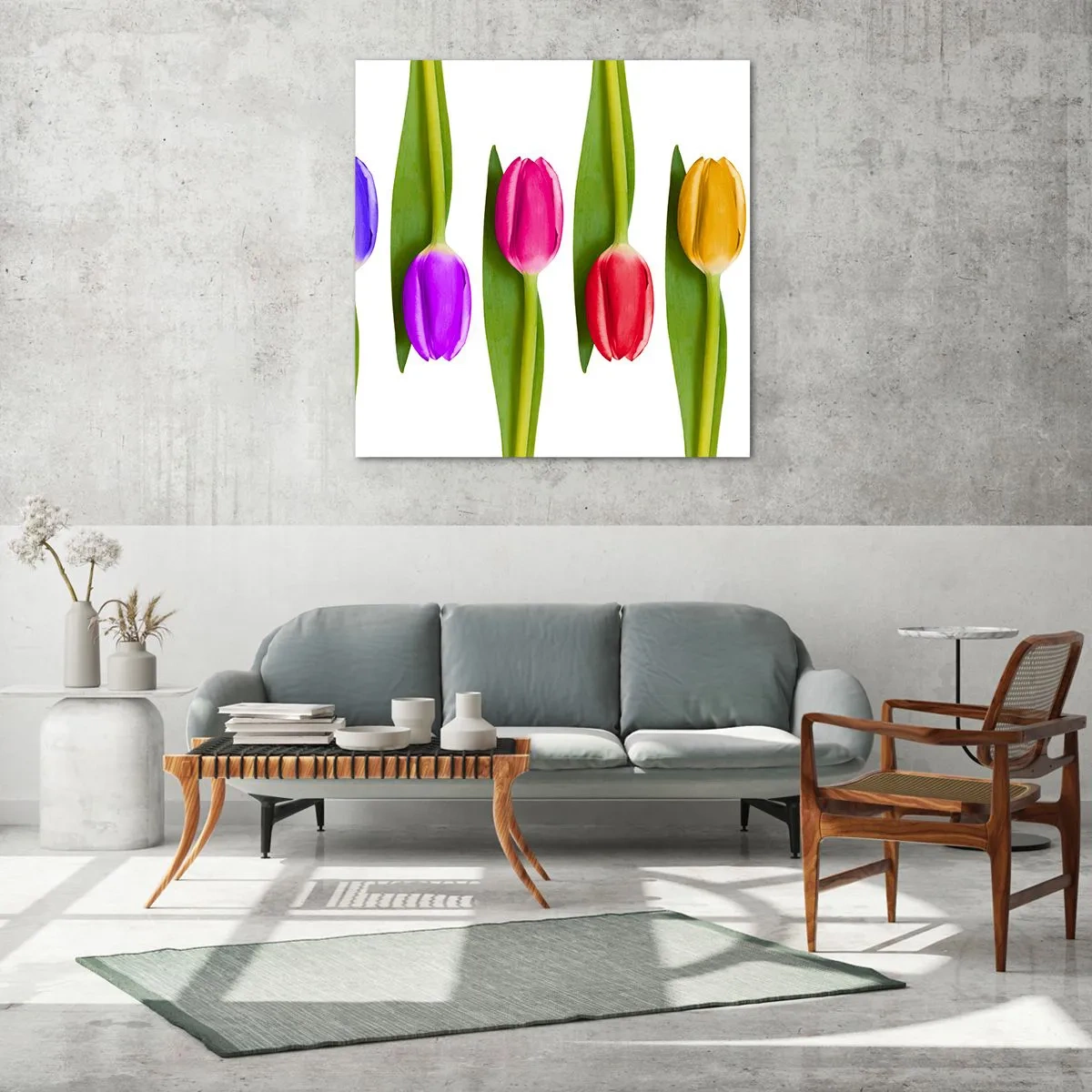 Billede på glas - Regnbuesammensætning - 70x70 cm