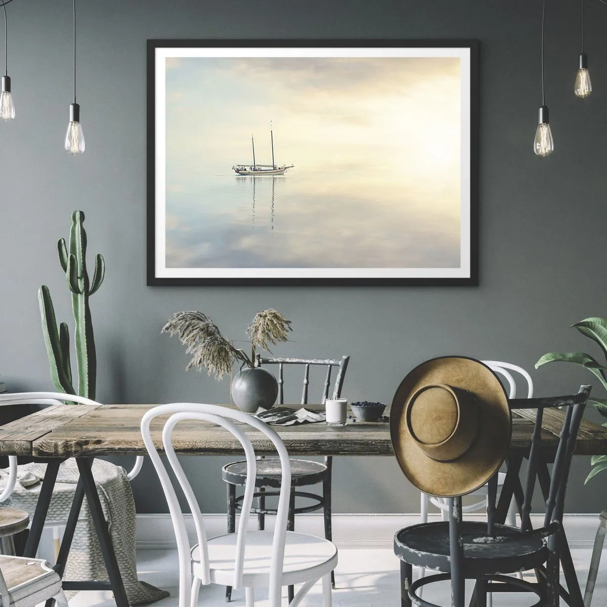 Plakat i sort ramme - I et hav af stilhed - 50x40 cm