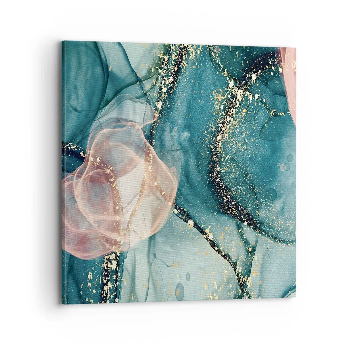 Lærredstryk - Billede på lærred - Silkeblå, tyl lyserød - 70x70 cm