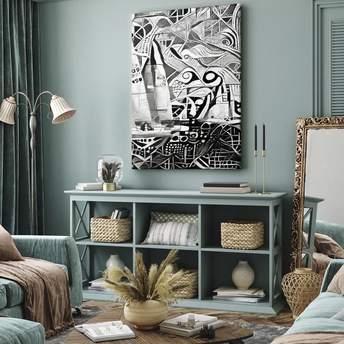 Lærredstryk - Billede på lærred - Mellem bølgerne - 50x70 cm