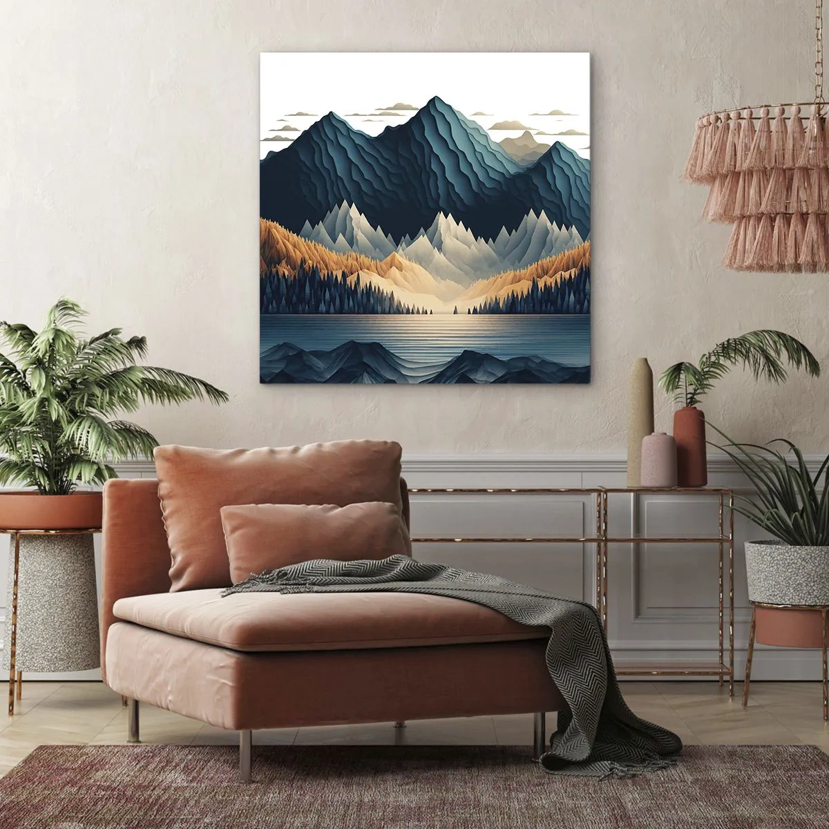 Lærredstryk - Billede på lærred - Perfekt bjerglandskab - 50x50 cm