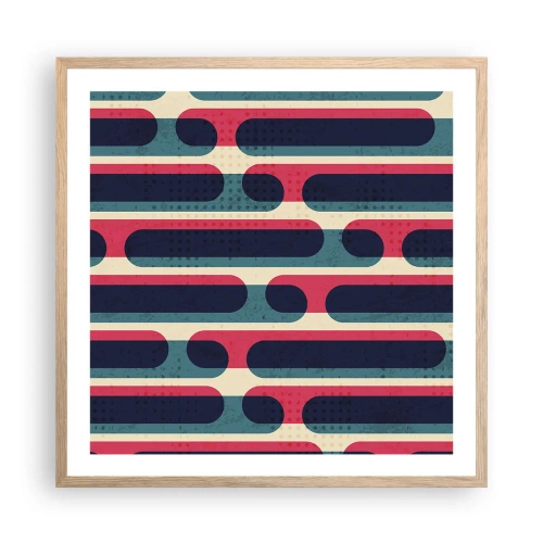 Plakat i ramme af lyst egetræ - Indad og fremad - 60x60 cm