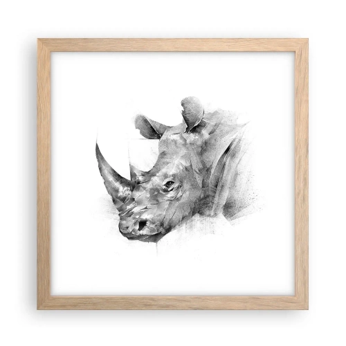 Plakat i ramme af lyst egetræ - Afrikansk portræt - 30x30 cm