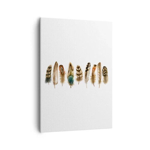 Lærredstryk - Billede på lærred - Variation med fjer - 50x70 cm