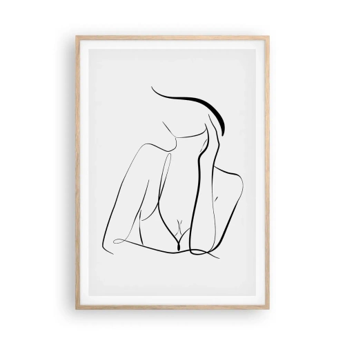 Plakat i ramme af lyst egetræ - På bølgen af en drøm - 70x100 cm